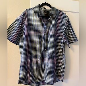 Alfani Men’s Short Sleeve Plaid Button Up Shirt